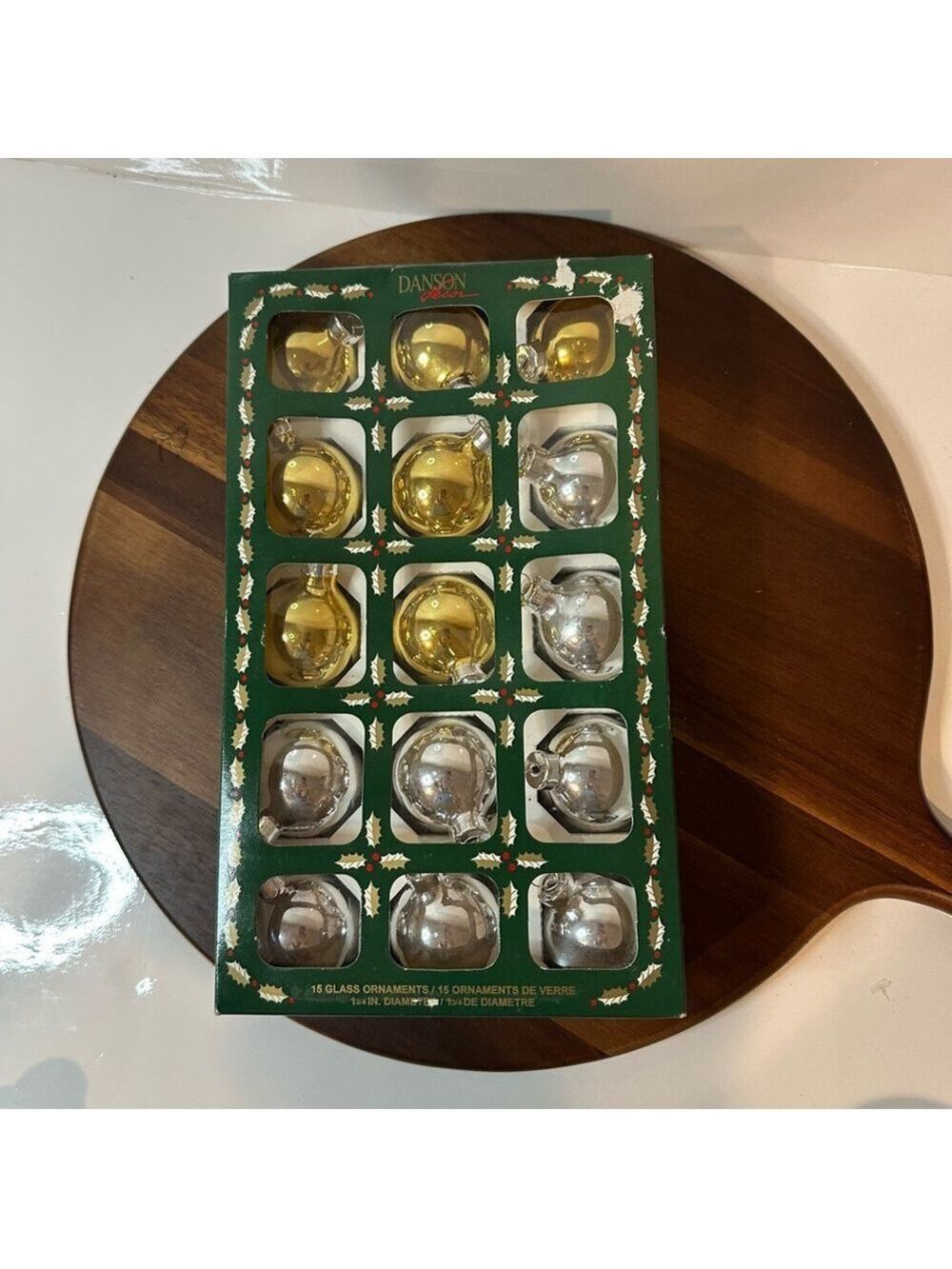 ✨ Vintage Danson Decor Glass Ornament Set – Gold & Silver Mini Baubles (15 pcs)